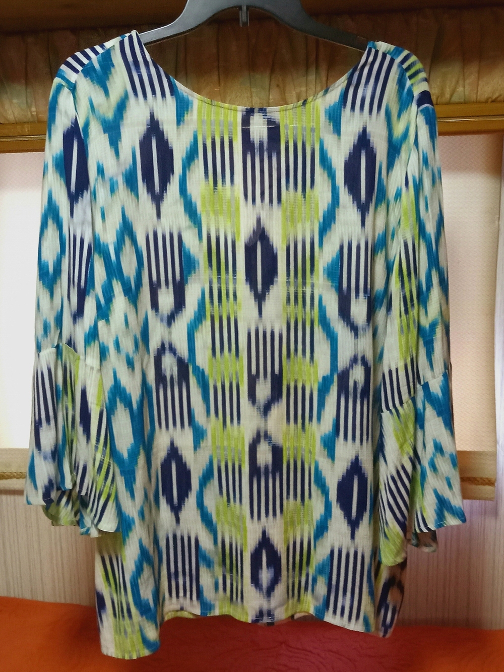 Chico's Scoop Neck Tunic in Blue & Lime